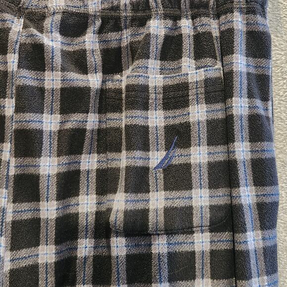 Nautica Sleepwear Mens Navy Blue Plaid Fleece Sleep Pants Size Large Cozy - Picture 6 of 13